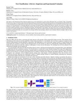 Text Classification: A Review, Empirical, and Experimental Evaluation