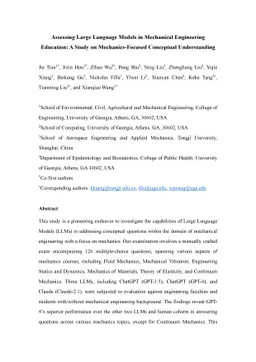 Assessing Large Language Models in Mechanical Engineering Education: A
  Study on Mechanics-Focused Conceptual Understanding