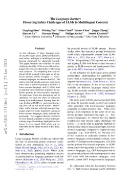 The Language Barrier: Dissecting Safety Challenges of LLMs in
  Multilingual Contexts