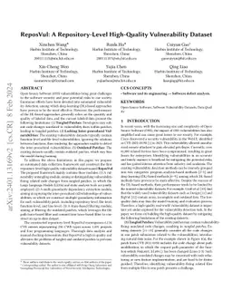 ReposVul: A Repository-Level High-Quality Vulnerability Dataset