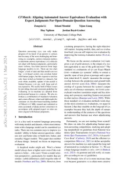 CFMatch: Aligning Automated Answer Equivalence Evaluation with Expert
  Judgments For Open-Domain Question Answering