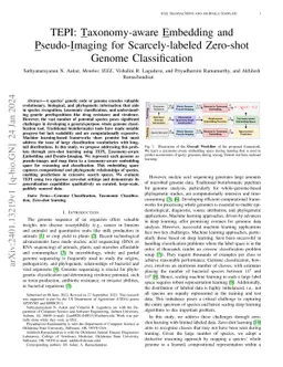 TEPI: Taxonomy-aware Embedding and Pseudo-Imaging for Scarcely-labeled
  Zero-shot Genome Classification