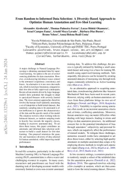 From Random to Informed Data Selection: A Diversity-Based Approach to
  Optimize Human Annotation and Few-Shot Learning