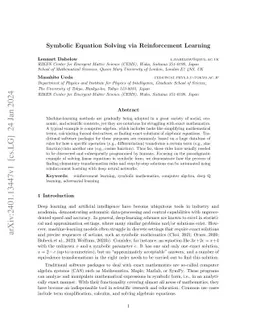 Symbolic Equation Solving via Reinforcement Learning