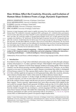 How AI Ideas Affect the Creativity, Diversity, and Evolution of Human Ideas: Evidence From a Large, Dynamic Experiment