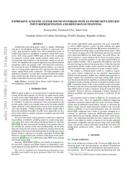 Expressive Acoustic Guitar Sound Synthesis with an Instrument-Specific
  Input Representation and Diffusion Outpainting