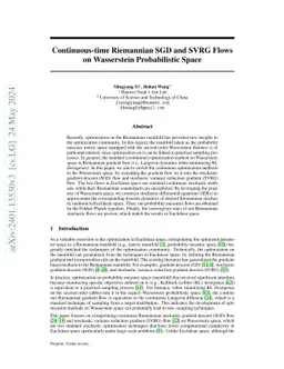 Continuous-time Riemannian SGD and SVRG Flows on Wasserstein Probabilistic Space