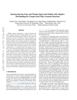 Interleaving One-Class and Weakly-Supervised Models with Adaptive
  Thresholding for Unsupervised Video Anomaly Detection