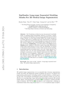 SegMamba: Long-range Sequential Modeling Mamba For 3D Medical Image
  Segmentation