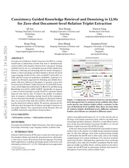 Consistency Guided Knowledge Retrieval and Denoising in LLMs for
  Zero-shot Document-level Relation Triplet Extraction