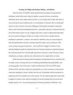 Trusting AI in High-stake Decision Making