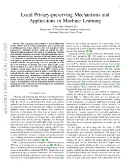 Local Privacy-preserving Mechanisms and Applications in Machine Learning