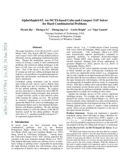 AlphaMapleSAT: An MCTS-based Cube-and-Conquer SAT Solver for Hard Combinatorial Problems