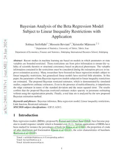 Bayesian Analysis of the Beta Regression Model Subject to Linear
  Inequality Restrictions with Application