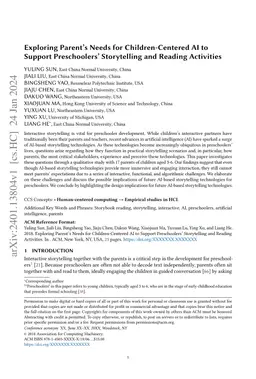 Exploring Parent's Needs for Children-Centered AI to Support
  Preschoolers' Storytelling and Reading Activities