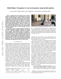 Multi-Object Navigation in real environments using hybrid policies