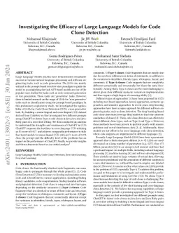 Investigating the Efficacy of Large Language Models for Code Clone
  Detection