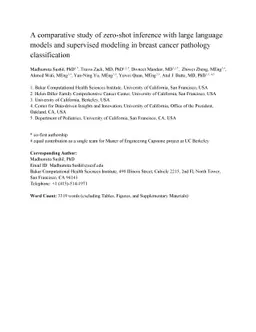 A comparative study of zero-shot inference with large language models
  and supervised modeling in breast cancer pathology classification