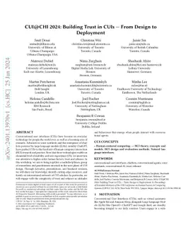 CUI@CHI 2024: Building Trust in CUIs-From Design to Deployment