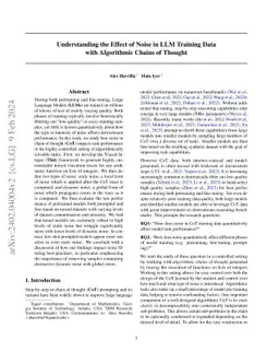 Understanding the Effect of Noise in LLM Training Data with Algorithmic
  Chains of Thought