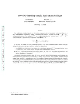 Provably learning a multi-head attention layer