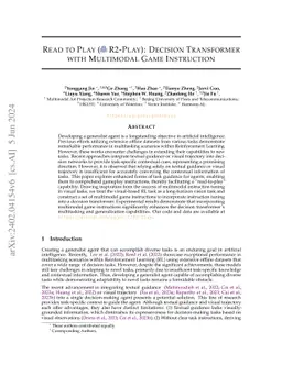 Read to Play (R2-Play): Decision Transformer with Multimodal Game
  Instruction