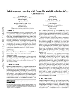 Reinforcement Learning with Ensemble Model Predictive Safety
  Certification
