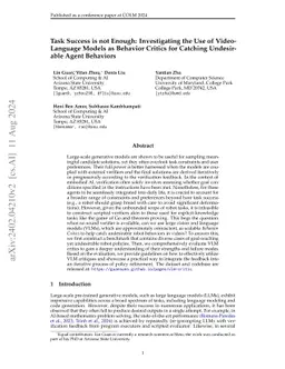 "Task Success" is not Enough: Investigating the Use of Video-Language
  Models as Behavior Critics for Catching Undesirable Agent Behaviors
