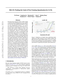BiLLM: Pushing the Limit of Post-Training Quantization for LLMs