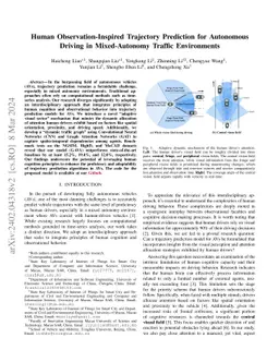 Human Observation-Inspired Trajectory Prediction for Autonomous Driving
  in Mixed-Autonomy Traffic Environments
