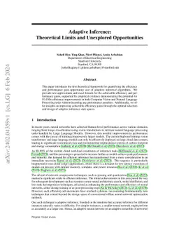 Adaptive Inference: Theoretical Limits and Unexplored Opportunities