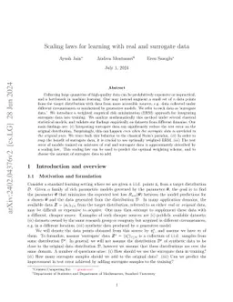 Scaling laws for learning with real and surrogate data