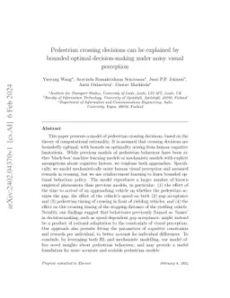 Pedestrian crossing decisions can be explained by bounded optimal
  decision-making under noisy visual perception