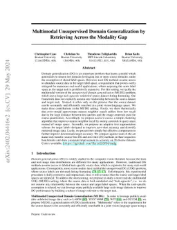 Multimodal Unsupervised Domain Generalization by Retrieving Across the Modality Gap