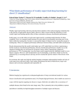 What limits performance of weakly supervised deep learning for chest CT
  classification?
