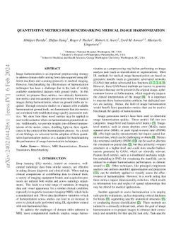 Quantitative Metrics for Benchmarking Medical Image Harmonization