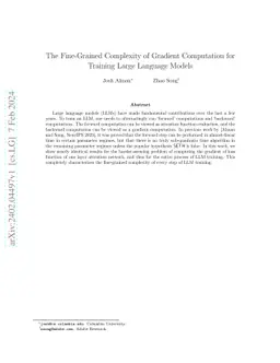The Fine-Grained Complexity of Gradient Computation for Training Large
  Language Models