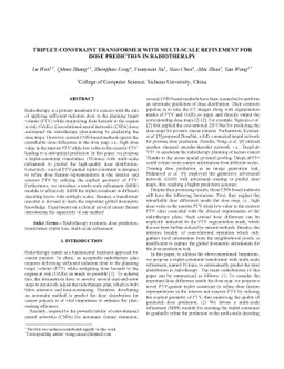 Triplet-constraint Transformer with Multi-scale Refinement for Dose
  Prediction in Radiotherapy