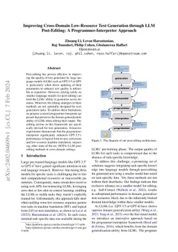 Improving Cross-Domain Low-Resource Text Generation through LLM
  Post-Editing: A Programmer-Interpreter Approach