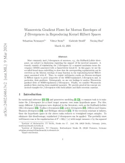 Wasserstein Gradient Flows for Moreau Envelopes of f-Divergences in Reproducing Kernel Hilbert Spaces