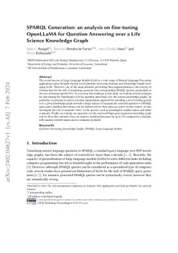 SPARQL Generation: an analysis on fine-tuning OpenLLaMA for Question
  Answering over a Life Science Knowledge Graph