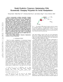 Model Predictive Trajectory Optimization With Dynamically Changing
  Waypoints for Serial Manipulators