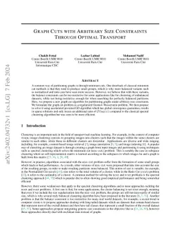 Graph Cuts with Arbitrary Size Constraints Through Optimal Transport