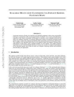 Scalable Multi-view Clustering via Explicit Kernel Features Maps
