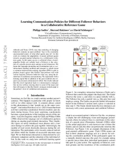 Learning Communication Policies for Different Follower Behaviors in a
  Collaborative Reference Game