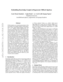 Embedding Knowledge Graphs in Degenerate Clifford Algebras