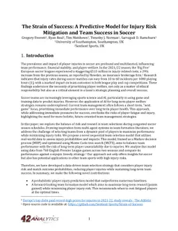 The Strain of Success: A Predictive Model for Injury Risk Mitigation and
  Team Success in Soccer