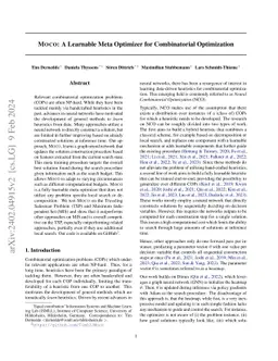 Moco: A Learnable Meta Optimizer for Combinatorial Optimization