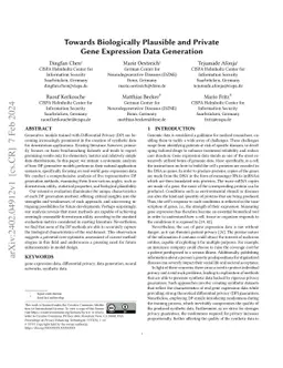 Towards Biologically Plausible and Private Gene Expression Data
  Generation