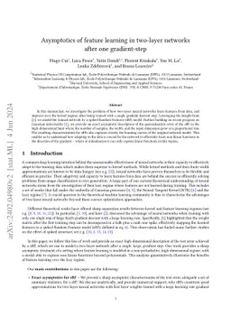 Asymptotics of feature learning in two-layer networks after one
  gradient-step